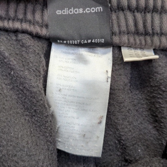 Adidas Men's Jogger Sweatpants Black Medium Drawstring Waist Side Striped #6 - Picture 14 of 16